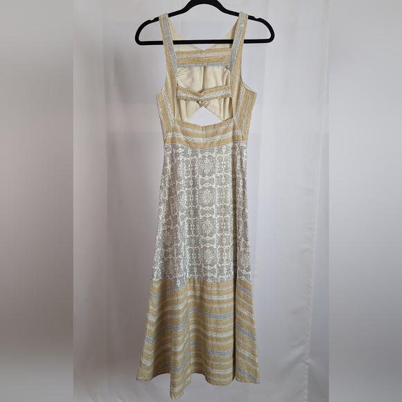 Free People woven cotton tan midi dress w/ cut outs - Picture 7 of 8